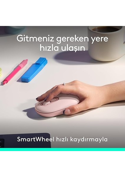 Pop Icon Combo Kablosuz Klavye ve Mouse Seti, Bluetooth, Konforlu Tasarım, Programlanabilir Tuşlar, Sessiz Tıklamalar, 3 Cihaza Kadar Easy-Switch, Türkçe Q Klavye, Pembe indirimleri