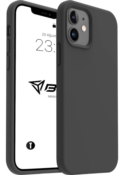 Kılıf Ince Sıvı Silikon 3 Katmanlı Tam Kaplamalı Yumuşak Jel Kauçuk Kılıf Kapak (Siyah, 12/12 Pro)