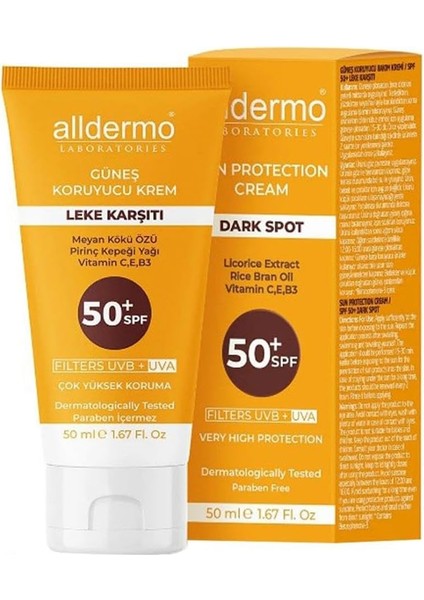 Alldermo Leke Karşıtı Güneş Koruyucu Krem SPF50 50 ml
