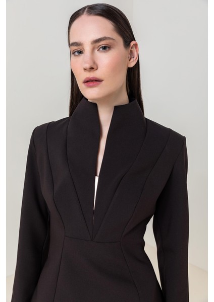 V Yaka Midi Elbise 26W40842