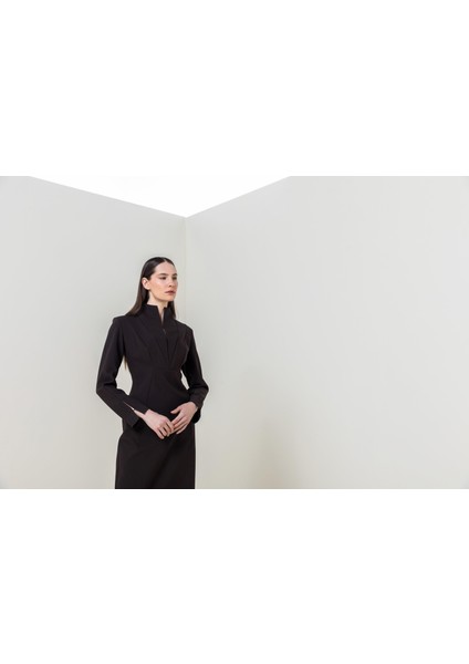 V Yaka Midi Elbise 26W40842