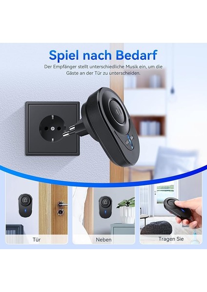 Kablosuz Zil, Dış Mekan Için Su Geçirmez, Kablosuz Kapı Zili, Kablosuz Set, Dış Mekan Için Kablosuz Kapı Zili, Kablosuz, Uzaktan Kumandalı Kapı Zili, 52 Melodi, 5 Ses Seviyesi, Siyah fırsatları