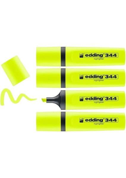 344 Fosforlu Kalem, Sarı, 4'lü Set, 2-5 mm Kesik Ucu