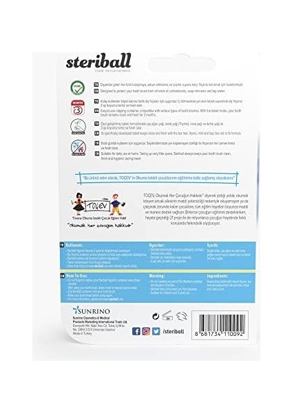 Steriball Diş Fırçası Için Vegan Hijyenik Koruyucu Mavi Kap fiyatları