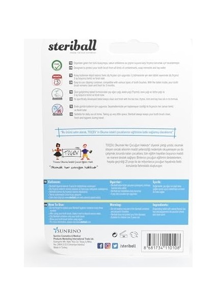 Steriball Diş Fırçası Için Vegan Hijyenik Koruyucu Mavi Kap modelleri