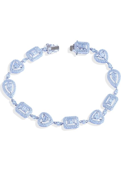 Kalp Baget Damla Figürlü Zirkon Taşlı Gümüş Bileklik indirimleri