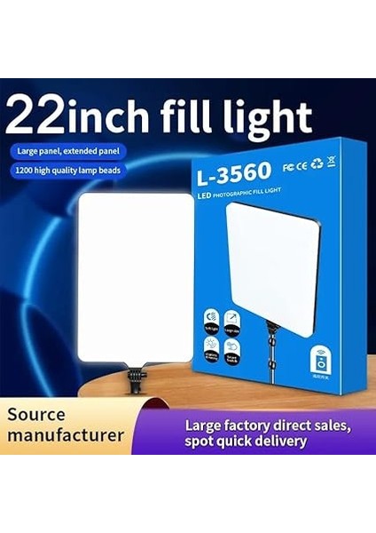 22 Inch 47CM x 31CM Beyaz LED Aydınlatma Uzaktan Kumandalı Yayıncı Işığı Youtuber Twich Yayın Işığı Ürün Göresel Fotoğraflama Tripodlu Aydınlatma (22 Inch - L-3560) indirimleri