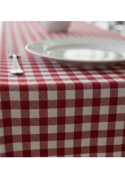 Kırmızı Beyaz Pötikare 6 Kişilik Masa Örtüsü 150X210 cm Şık Yemek Masası Örtüsü fiyatları