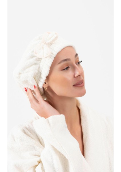 CottonVerse Saç Kurulama Bonesi – %100 Pamuk , Fiyonklu