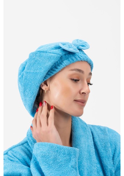 CottonVerse Saç Kurulama Bonesi – %100 Pamuk , Fiyonklu