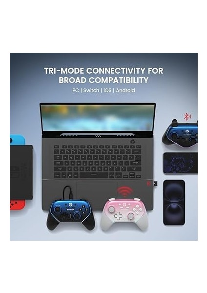 Super Nova Wireless Gaming Controller For Pc/switch/ios/android, Hall Effect Stick & Trigger, Rubberized Grips, Rgb Lighting, Swappable Abxy, Detachable Faceplate, 1000MAH With Charging Dock fiyatları