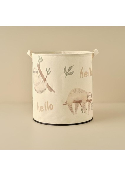 Maıson Sloth Hayvan Baskılı%70 Pamuk%30 Polyester Oyuncak Sepeti, Çok Renkli, 36X40 cm