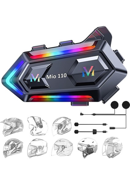 Mio 110 Rgb 1000MAH Ipx6 Kask Intercom Motosiklet Bluetooth Kulaklık