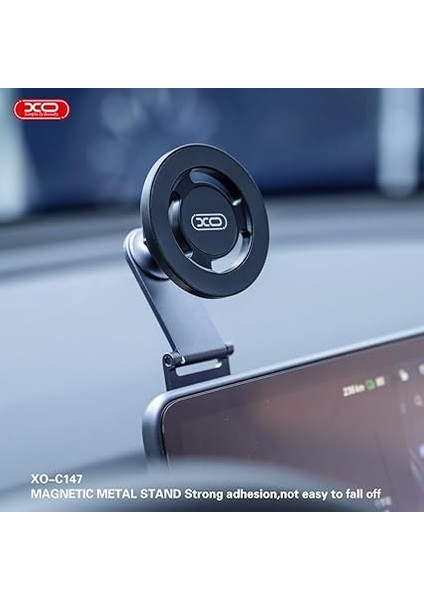 C147 Araç Içi Manyetik Telefon Tutucu, Laptop Telefon Tutucu, Metal Gövde, Çoklu Açı Ayarlı, Ön Panel Montajlı, 360 Dönebilen, Siyah indirimleri