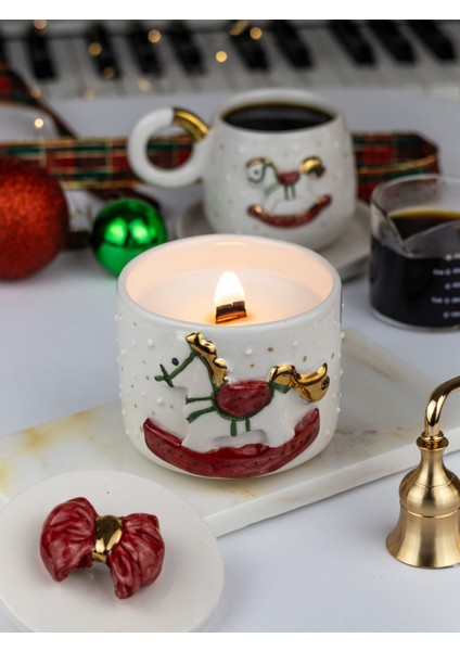 24K Altın Süslemeli Atlı Karınca Seramik Mumluk Yılbaşı Yeni Yıl Hediyesi modelleri