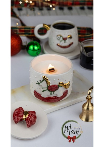 24K Altın Süslemeli Atlı Karınca Seramik Mumluk Yılbaşı Yeni Yıl Hediyesi fırsatları