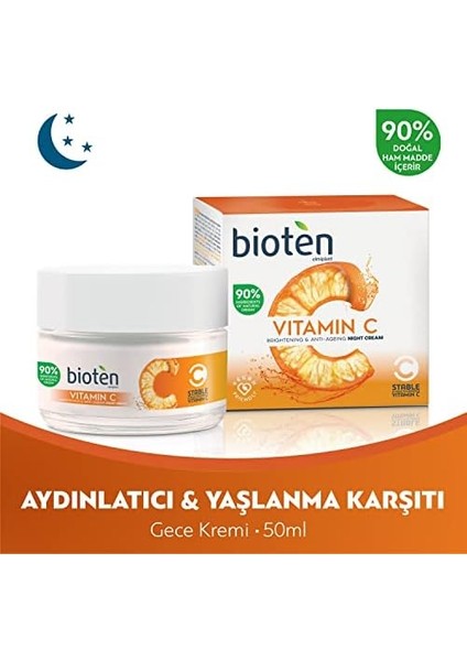 Bioten Vitamin C Aydınlatıcı & Yaşlanma Karşıtı Gece Kremi 50 ml