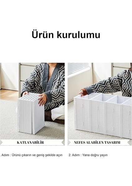 6 Katlı Kapaklı Katlanabilir Plastik Şeffaf Ayakkabı Dolabı indirimleri