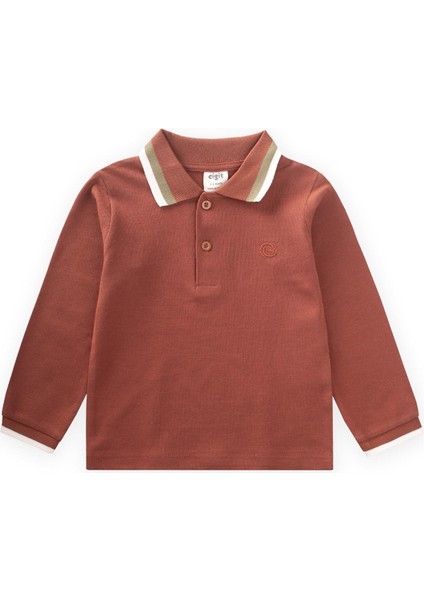 Uzun Kollu Polo Yaka T-Shırt 2-14 Yaş Kiremit