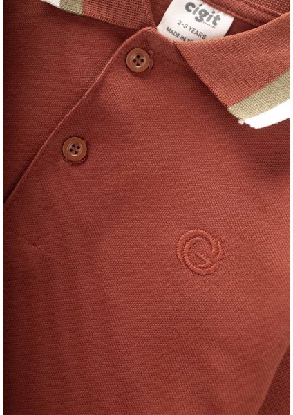 Uzun Kollu Polo Yaka T-Shırt 2-14 Yaş Kiremit modelleri