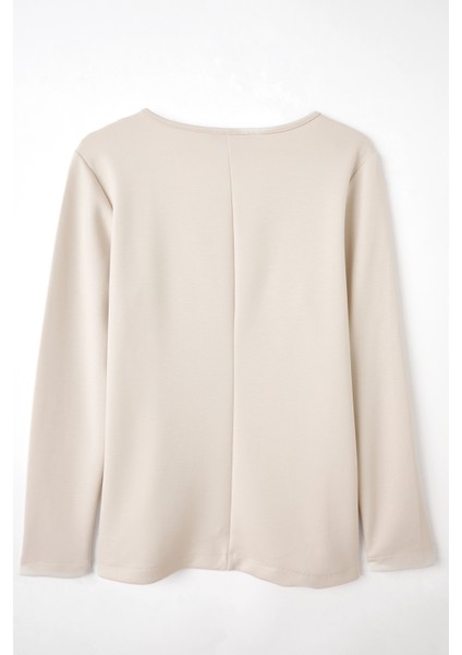 Kadın Büyük Beden Bej Kare Yaka Bluz modelleri