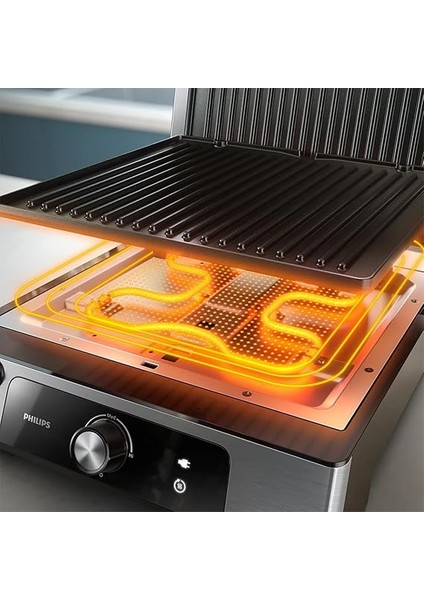 5000 Serisi 2200 W Izgara ve Tost Makinesi,çıkarılabilir Plakalar, Izgara Için Tam Açılır, Yapışmaz Plakalar, Ayarlanabilir Yükseklik, HD6301/90 fırsatları