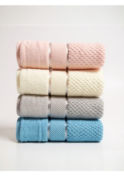 Kadife Bright Renkli 4’lü Kutulu Havlu Seti – %100 Pamuk, Yumuşak ve Şık 50×90 cm