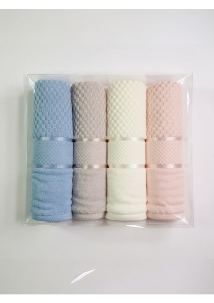 Kadife Bright Renkli 4’lü Kutulu Havlu Seti – %100 Pamuk, Yumuşak ve Şık 50×90 cm fırsatları