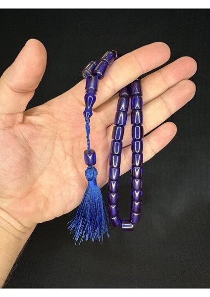 Ateş Kehribar Tesbih Lacivert Renk Kapsül Kesim 11MMX9MM T-599 indirimleri