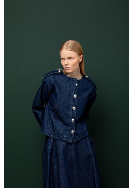 Düğme Detaylı Denim Ceket 26W50810 fırsatları