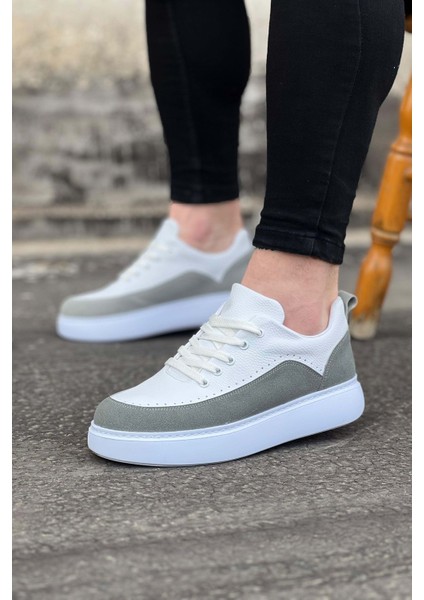 Beyaz Gri Ortopedik Taban Erkek Casual Ayakkabı