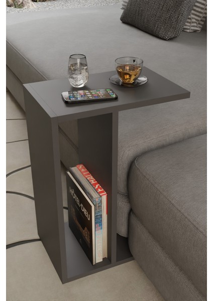 C Tasarım Koltuk Yanı Sehpa, Kitaplıklı, Modern Laptop & Kahve Sehpası, Orta Sehpa, Yan Sehpa