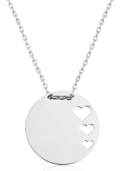 925 Ayar Gümüş Çember Kalp Kadın Gümüş Kolye T5340 (800800)
