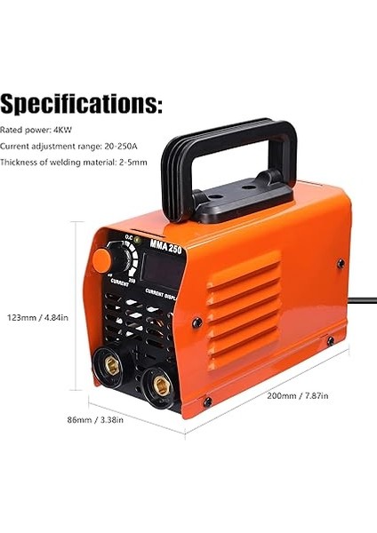 Inverter Kaynakçı 20-250A Mma Mini Ark Kaynak Makinesi Profesyonel Teknoloji Igbt | 1,90 Kg, 200 x 86 x 123 mm | Su Geçirmez | Elektrot Kaynak Makinesi 220 V, Turuncu indirimleri