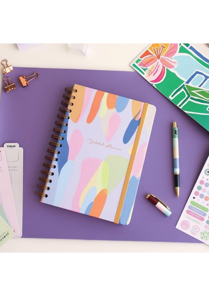 A5 Spiralli Süresiz Renkli Planlayıcı Ajanda Motivasyon Sayfalı Damla