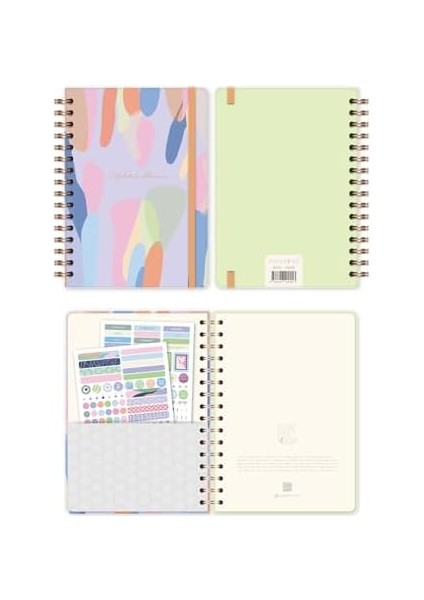 A5 Spiralli Süresiz Renkli Planlayıcı Ajanda Motivasyon Sayfalı Damla modelleri