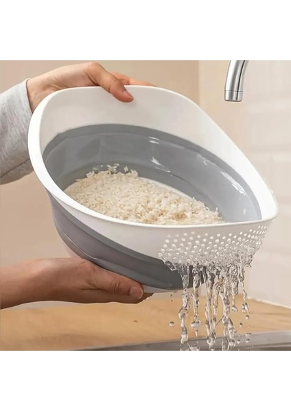 Katlanabilir Akordiyonlu Süzgeç, Mutfak Pirinç Meyve Sebze Süzgeci, Bpa Içermez, 30 x 25 x 15,5 cm