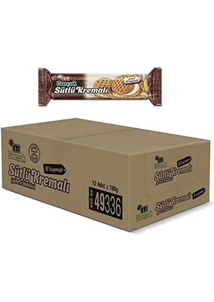 Eti Burçak Sütlü Kremalı Yulaflı Bisküvi 100 G x 12 Adet fiyatları