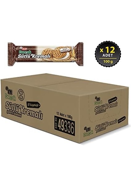 Eti Burçak Sütlü Kremalı Yulaflı Bisküvi 100 G x 12 Adet modelleri