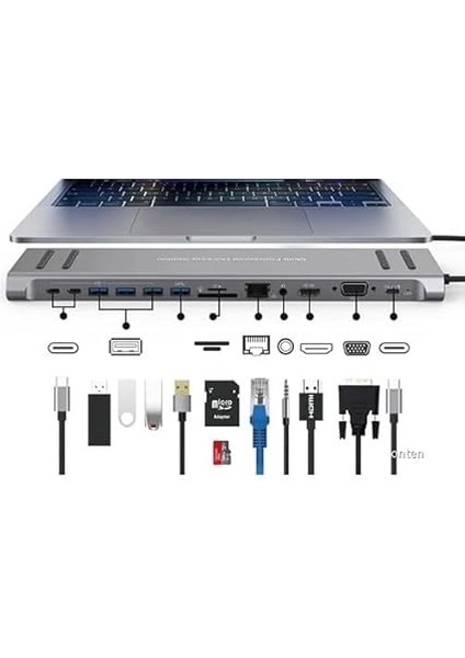 MST-14U 14IN1 Type-C To Hdtv Multifunction 4K Ultra Hd 14 Ports Çevirici Dönüştürücü Adaptör modelleri