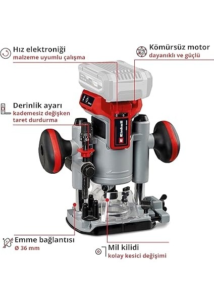 Professional Akülü Dik Freze Tp-Ro 18 Li Bl-Solo Power X-Change (18 V, Li-Ion, 35 mm Hareket Mesafesi, Kömürsüz Motor, Paralel Kılavuz Dahil, Akü ve Şarj Cihazı Dahil Değildir) - 4350411 modelleri