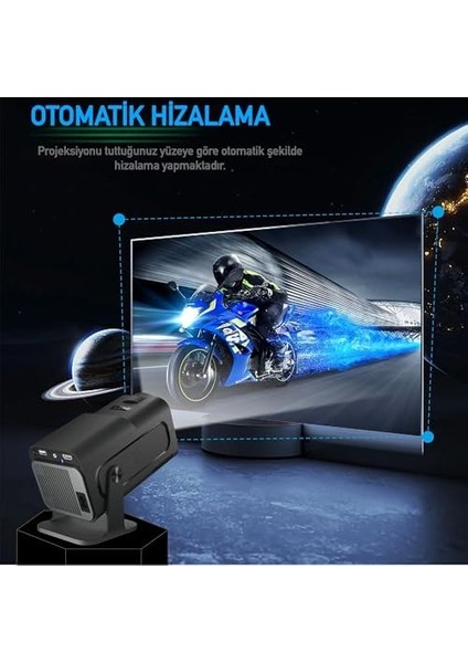 Mini Projektör | Tv Kurulu Full Hd Projeksiyon Projektör Wi-Fi ve Bluetooth Destekli | Sinema Keyfi | Taşınabilir ve Şık modelleri