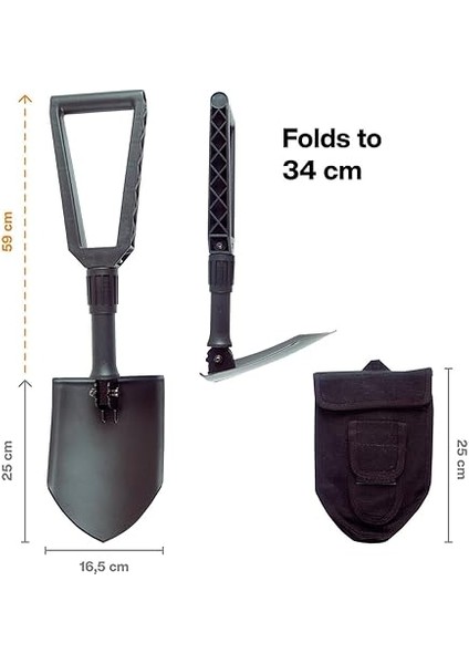 Katlanır Kürek, Kampçılar ve Dağcılar Için, Kürek ve Çapa Olarak Da Kullanılabilir, Kanvas Çantalı, Uzunluk (Açık Halde): 59 Cm, Sertleştirilmiş Bor Çeliği, Siyah, 1000621 fiyatları