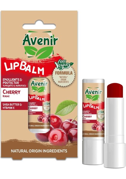 Avenir Kiraz Vegan Dudak Bakım Kremi - Kuruyan ve Çatlayan Dudaklar Için Yumuşatıcı ve Koruyucu Etkili