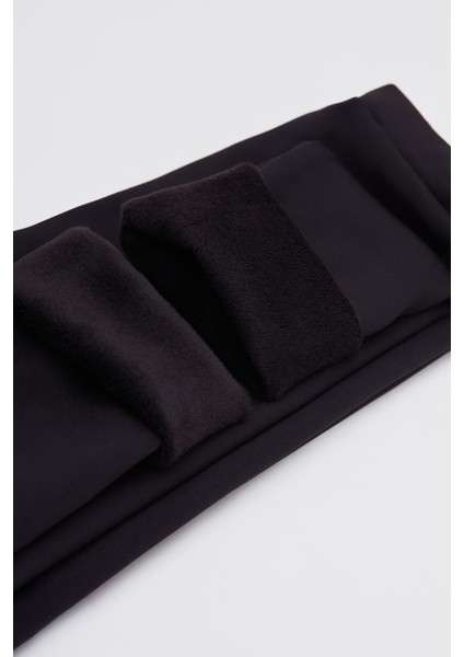 Siyah Kız Çocuk Içi Peluş Kulaklı Tavşan Nakışlı Extra Kalın Kışlık Tayt modelleri