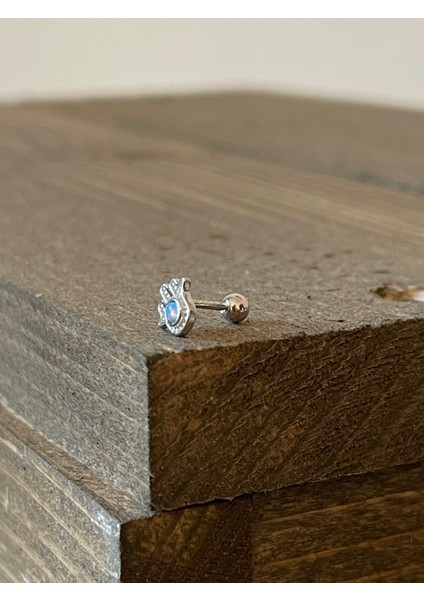 925 Ayar Gümüş Opal Taşlı Fatma Ana Eli Kıkırdak Helix Tragus Piercingi Gümüş Piercing fiyatları