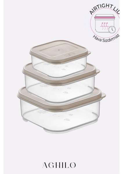 3'lü Saklama Kabı Seti – Kapaklı Vakumlu Gıda / Erzak Kutuları (1,1 + 2,2 + 3,65 Lt) fiyatları