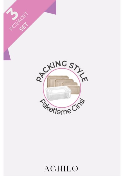 3'lü Saklama Kabı Seti – Kapaklı Vakumlu Gıda / Erzak Kutuları (1,1 + 2,2 + 3,65 Lt) modelleri