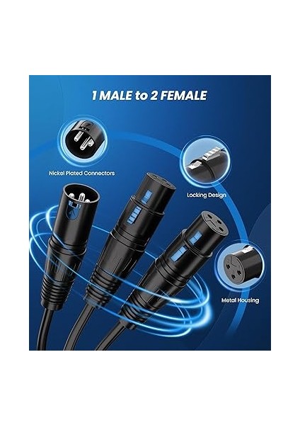 Xlr Kablo Divisor En Y, Doble Hembra Xlr A Macho Xlr Mikrofon Combiner Y Cord Balanced Mikrofon Adaptör Patch Cable (2 Hembra A 1 Macho) - 2 M modelleri