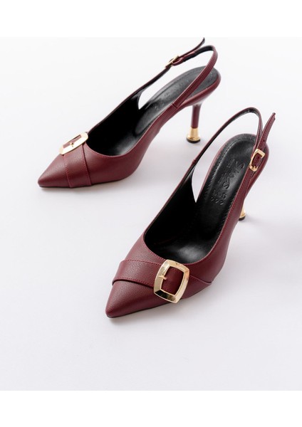 İNF-1151 Bordo Günlük Arkası Açık Topuklu Bayan Ayakkabı modelleri